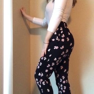 Black floral pants